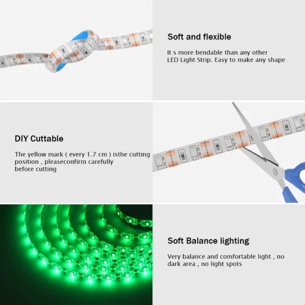 5V USB Led Strip Light SMD 2835 60Leds/m Flexible Ribbon Tape TV Background Lighting 1M 2M 3M 5M LED String Light Room Decor - Image 2