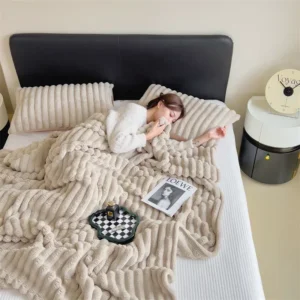 Imitation Rabbit Velvet Spring Autumn Warm Bed Blanket or Blanket and Pillowcase Soft Warmth Sofa Blankets for Throw Lap Blanket