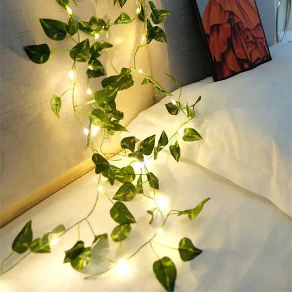 12/10/2m Fake Green Leaf Ivy Vine with LED Lights Home Bedroom Decor Wedding Glowing Artifical Plant Garland Home Decor - Image 6